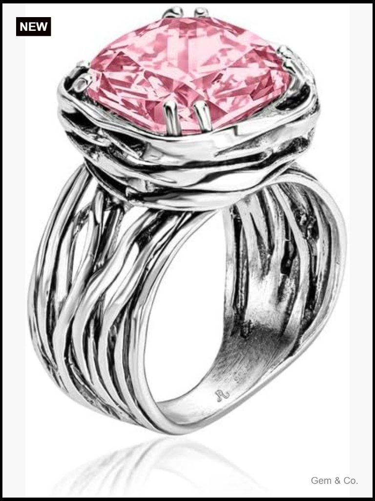 Sterling Silver Vintage Wrap Ring Cushion Cubic Zirconia Handcrafted Statement